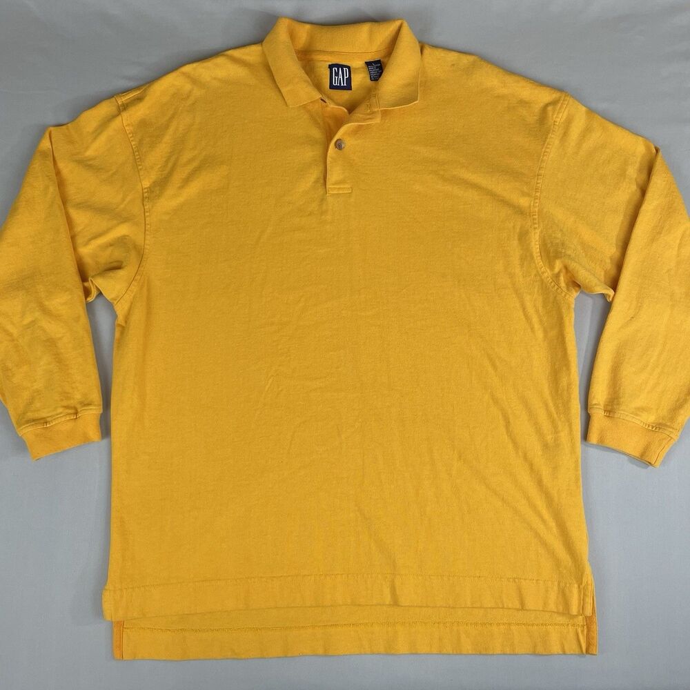 GAP Heavy Cotton Rugby Shirt Men's L Gold Vintage 90s Y2K Blokecore Football Lad